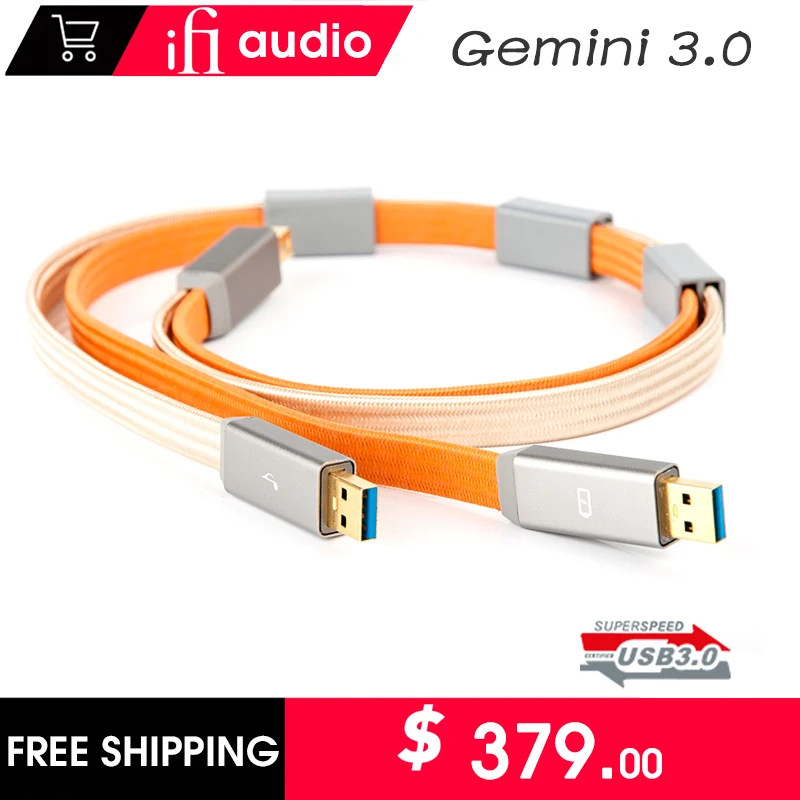 

iFi Gemini 3.0 USB Signal 5.0 Gbps Rapid Transmission Power Cable Hifi Audio Signal Cable RF Filter RFI EMI Shield