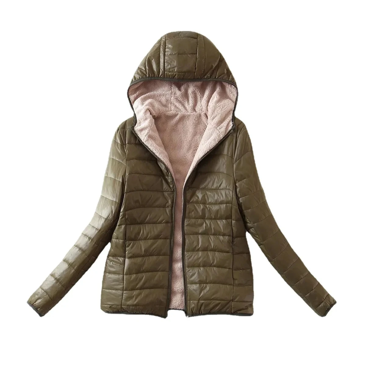 202Women's Jacket Cotton New In Korean Fashion Hooded Slim Add Plush Parkas Keep Warm Winter Women's Cold Coat Solid Casual Tops