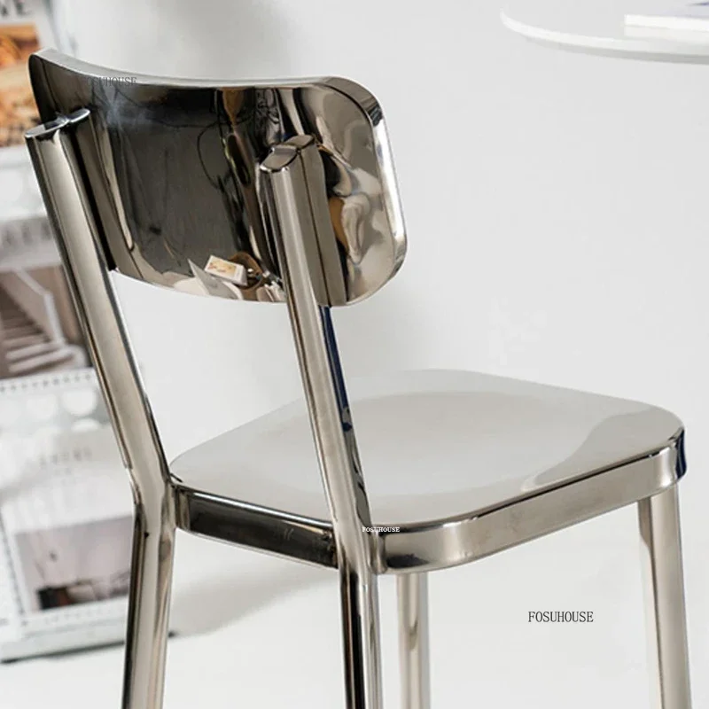 Nordic Stainless Steel Bar Stools Home High Kitchen Stools Minimalist Designer Creative Bar Chairs for Cafe High Dining Chair