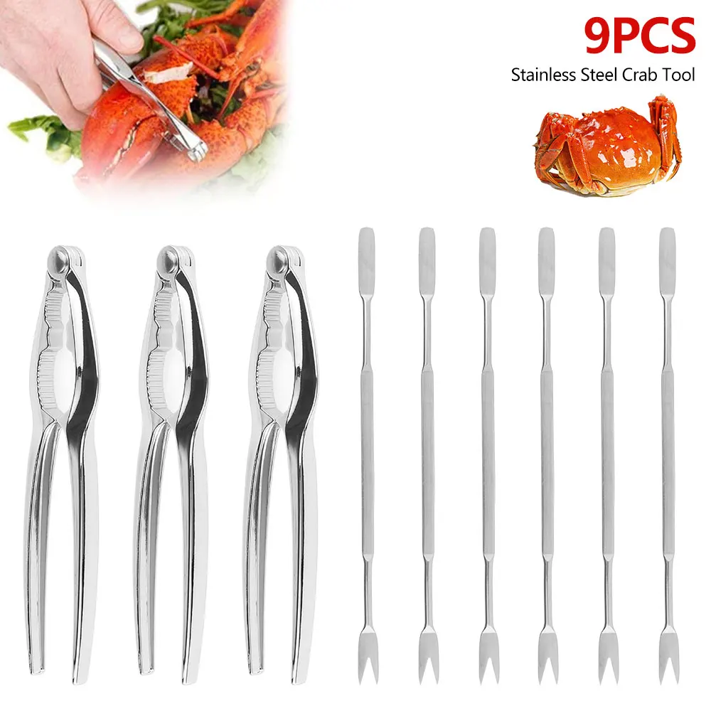 해물 도구 세트, 랍스터 크래커, 게 다리 포크, 너트 크래커, 호두 클립 오프너, 랍스터 쉘러 도구, 주방 도구, 9 개