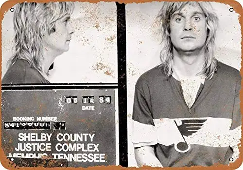 

Bobdsa Mrute 12 x 16 Metal Sign - Ozzy Osbourne Mug Shot - Vintage Wall Decor Art Vintage Signs