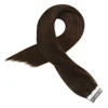 Moresoo Tape in Real Human Hair Extensions #4 Dark Brown Natural Remy Brazilian Hair PU Skin Weft Hair Extensions Tape in 3