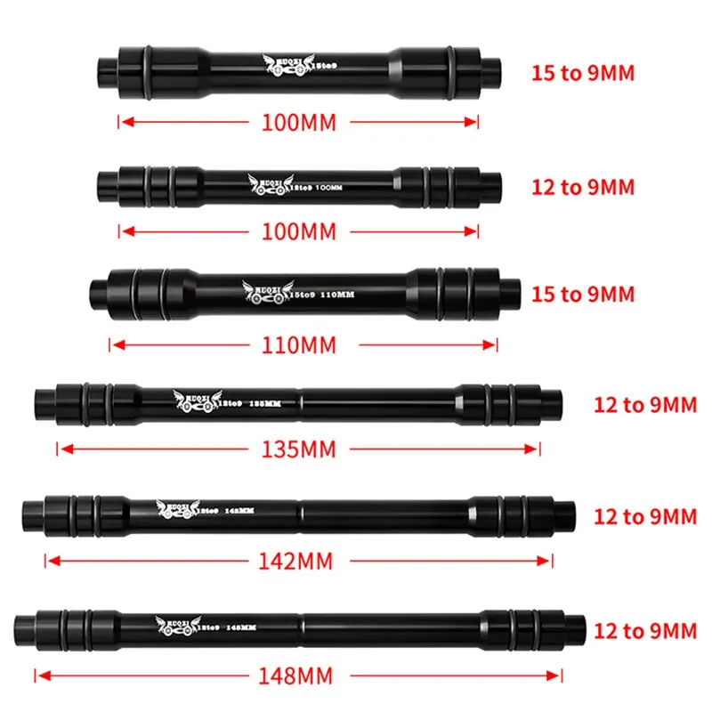 MUQZI Thru Axle Adapter 12 to 9mm 100/142mm Thru Axle To Quick Release for MTB Road Bike Wheel Bicycle Accessories 15 To 9 100mm