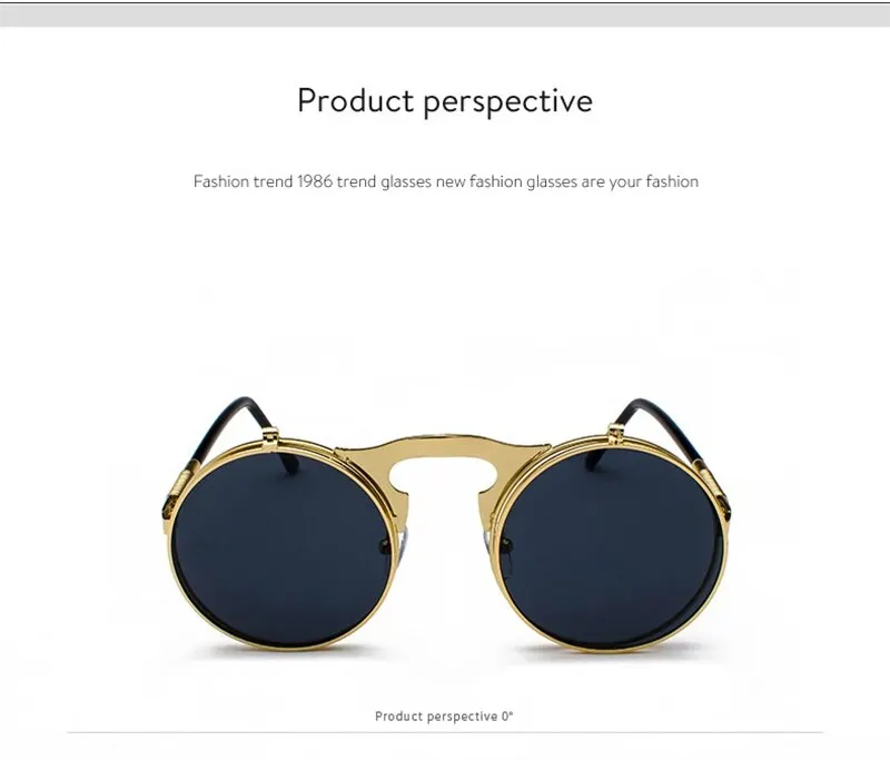 Occhiali da sole polarizzati vintage da uomo e da donna Protezione UV Occhiali da sole in metallo rotondi Steampunk retrò alla moda antiriflesso_voghion.com