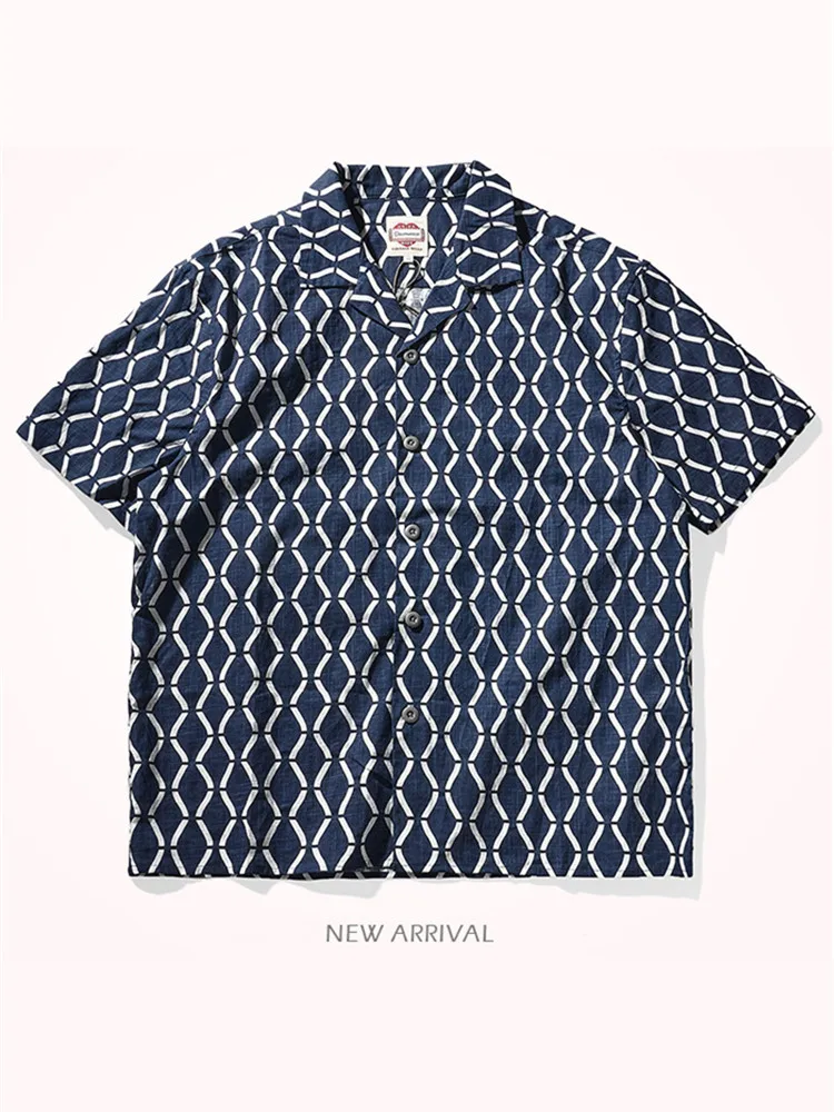 Summer New American Retro Short Sleeve Cuban Collar Hawaiian Print Shirt Men's Fashion Seaside Beach Loose Casual Flower Blouses