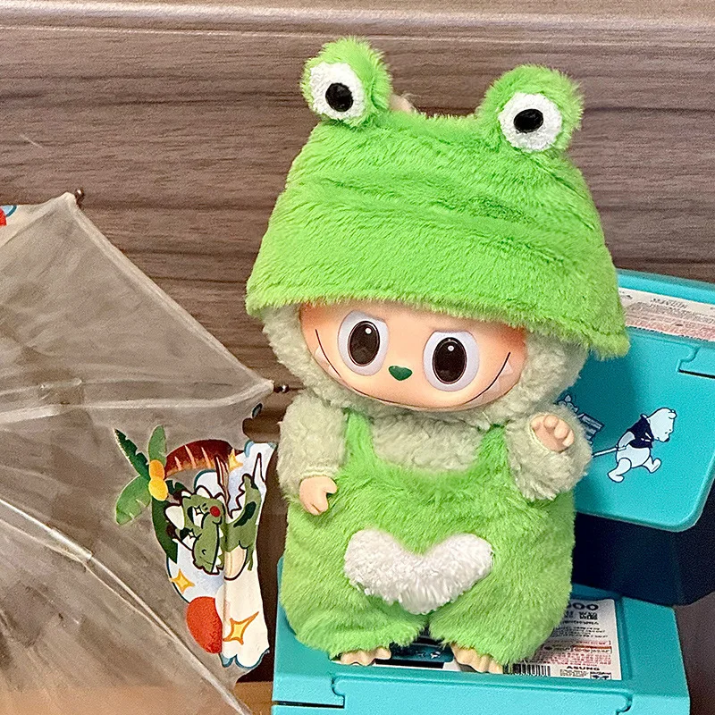 17cm Mini Doll'S Clothes Outfit Accessories for Labubu V1 V2 Striped Overalls Cool Handsome Clothing Gift