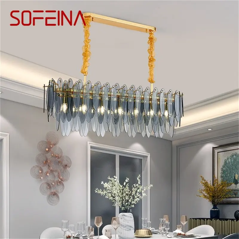 

SOFEINA Chandelier Rectangle Pendant Lamp Postmodern Home LED Light Fixture for Living Dining Room