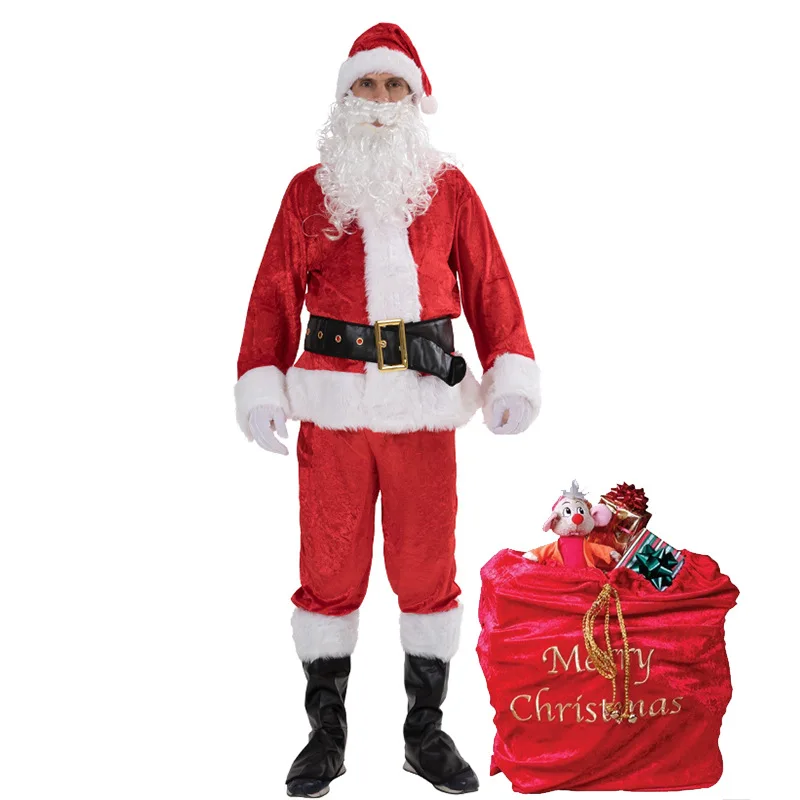 

Santa Claus Costume for Men 7PCS, Christmas Santa Costume Adult Deluxe Santa Suit Professional Santa Outfit