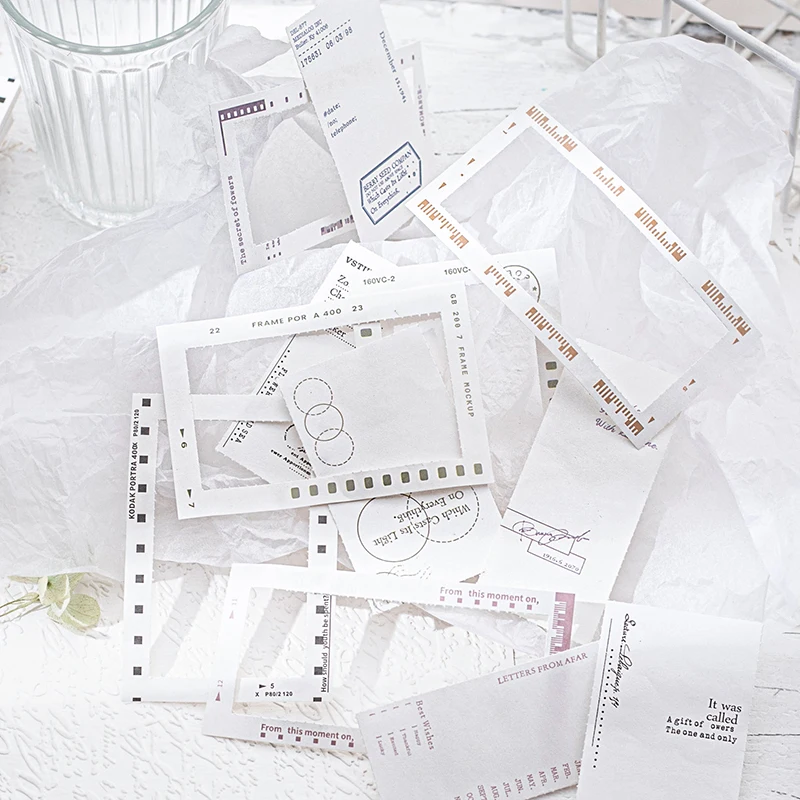 Yoofun 30sheets Vintage Film Border Material Paper Collage Art Supplies Stationery Memo Pads Journaling Scrapbooking Memo 6