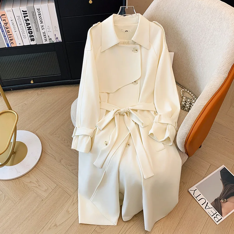 Trench Coat longo e solto para mulheres, estilo britânico, blusão de damasco, 150kg, plus size, busto 160, 5XL, 6XL, 7XL, 8XL, 9XL