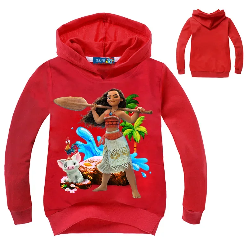 Fashion Children Clothes Moana Printed Hoodies Baby Girls Moana Long Sleeve TShirts Tops Tees Boys Sweatshirts Outerwear Pajama