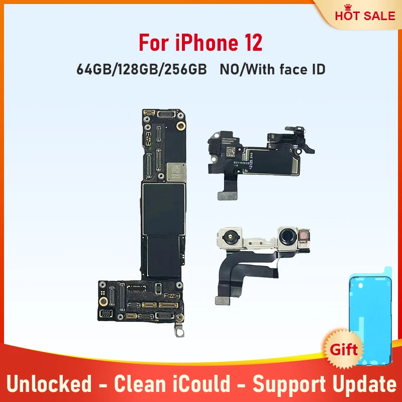 

Полностью протестированная материнская плата для iPhone 12, 64 ГБ, 128 ГБ, 256 ГБ, материнская плата с распознаванием лица, разблокированная логическая плата с очищенными ЧИПАМИ iCloud