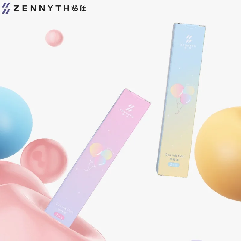 Kawaii 2 개/대 프레스 중립 펜 감압 편지지 0.5MM 빠른 건조 블랙 코어 편안한 그립 서명 펜 학생