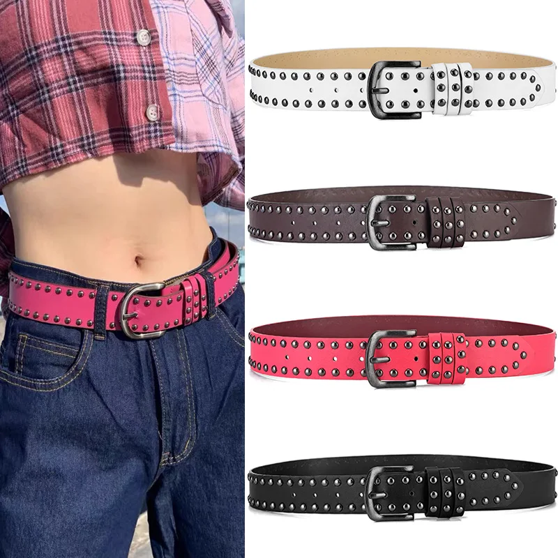

Ladies Design Punk Style Rivet Pin Buckle Woemn Waist Belts Vintage Fashion Jeans Decorative Waistband Clothing Accessories