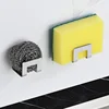 Metal Self Adhesive Hook Sink Sponge Storage Holder Kitchen Holder Stainless Steel Sink Lid Dish Rack Kitchen Wire Rag Organizer 2