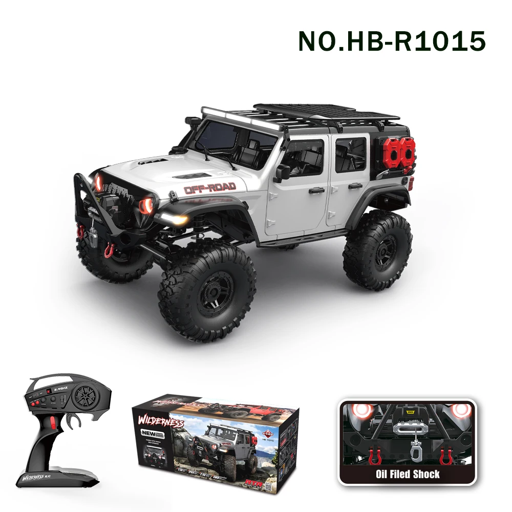 1/10 RC Car HB RTR R1011 Remote Control Vehicle 2.4G Full Proportional Rock Crawler LED Light 4WD Off-Road Climbing Truck Toys 5