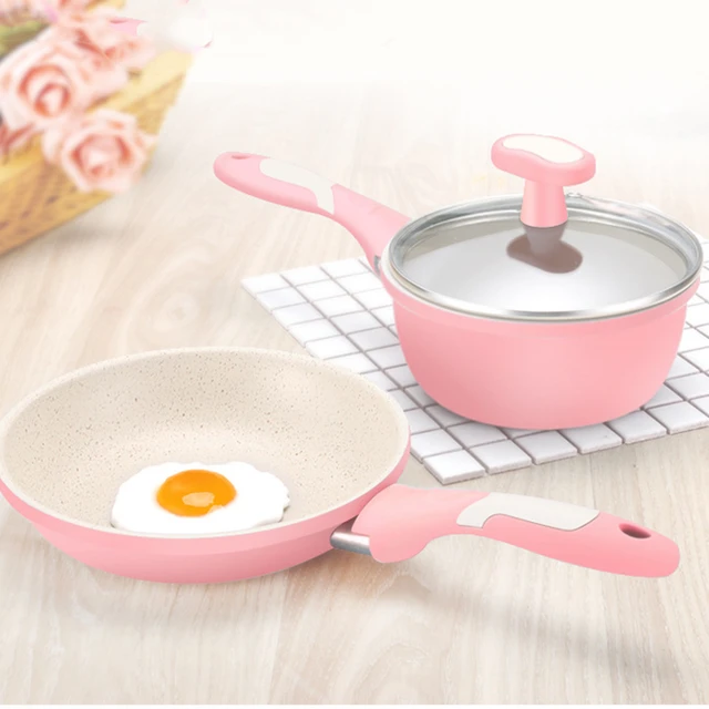 Soft Grip 18 Piece Cookware Set, Pink Non Stick Cooking Pot Set Pots and  Pans - AliExpress