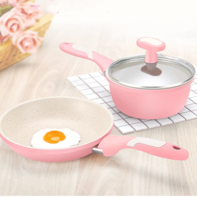 Frying Pot Pan 3 Piece Non-stick Cooking Pot Cookware Set, Pink/blue Pots  And Milk Pans Set Cookware For Kitchen - Cookware Sets - AliExpress