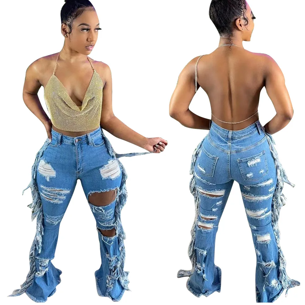 

Skinny Jeans Women High Waist Stretch Ripped Denim Pants Hip Fit Leggings Slim Elastic Mom Jean Casual Comfy Trousers