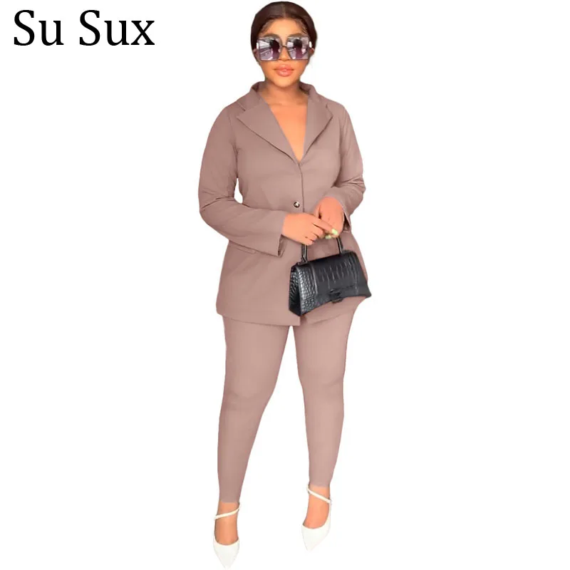 

Casual Back Hollow Out Two-Piece Set Lace Up Pant Suits Women 2022 Autumn Winter Blazer Jacket Coat Outfits Ladies Streetwear