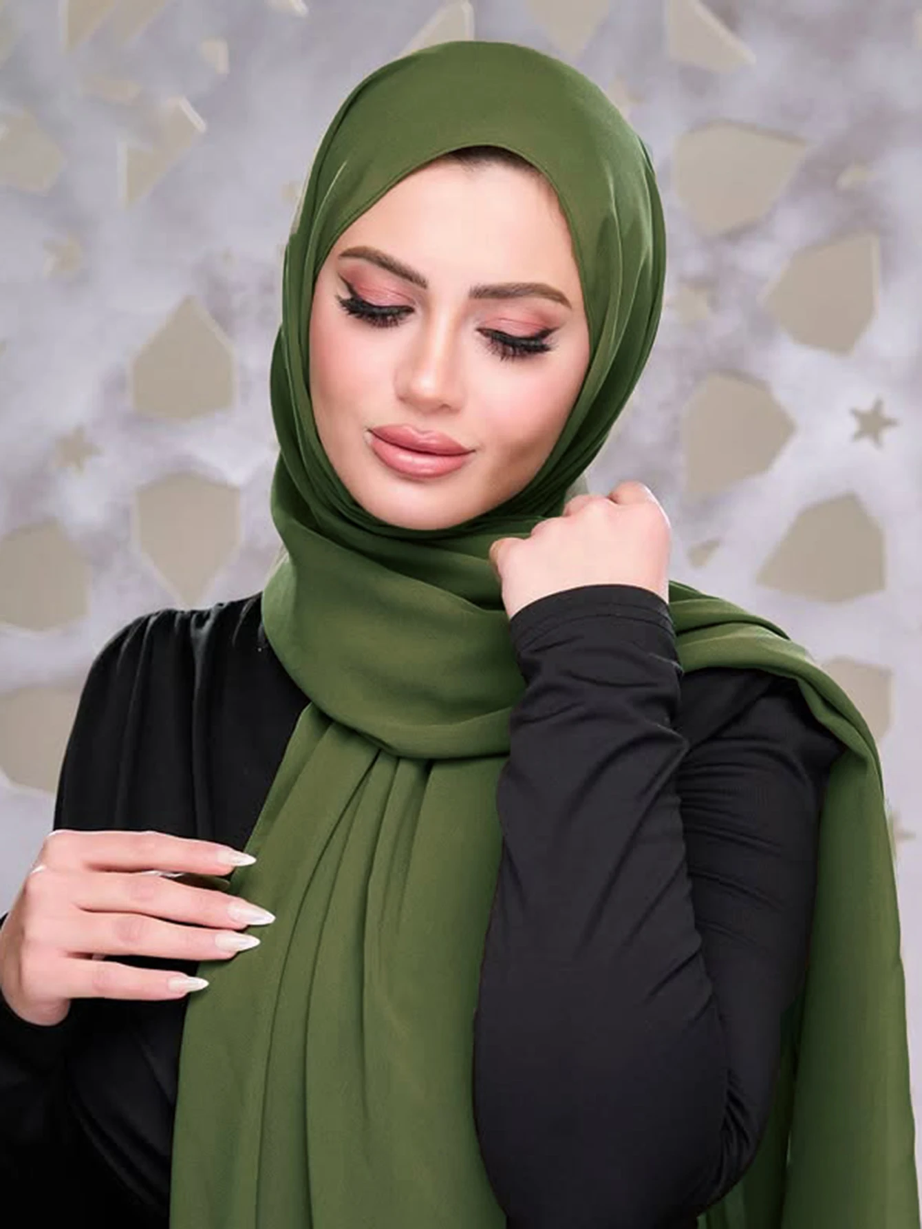 Muslim Plain Hijab Bubble Chiffon Scarf Women Solid Color Shawls