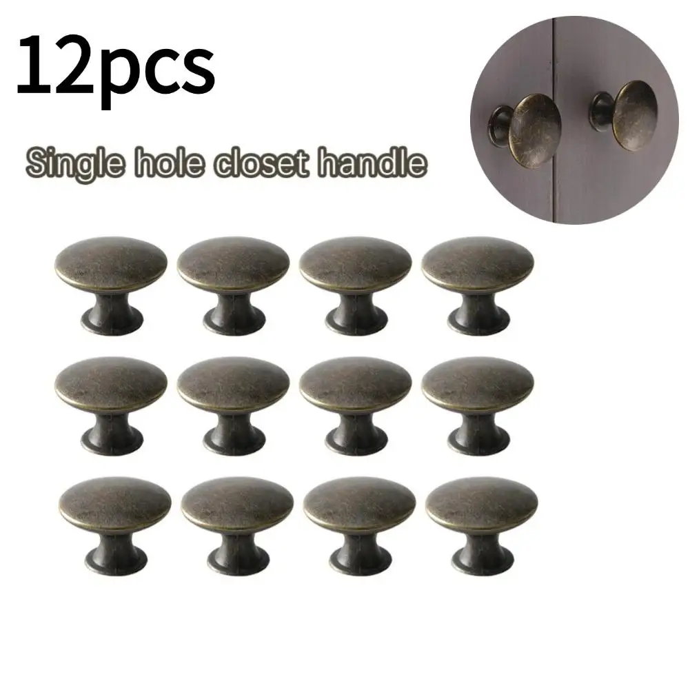 12Pcs Kitchen Cabinet Handles Brass Drawer Small Knobs Door Simple Decorative Cupboard Round Wardrobe Cabinet Knobs