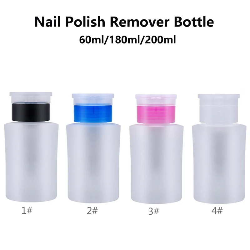 Pump Dispenser 60ml 180ml 200ml Nail Polish Remover Bottle Push Down Empty Lockable Pump Dispenser Bottle for Nail Polish and Makeup Remover
