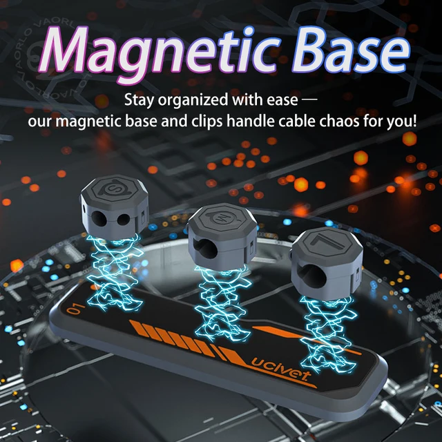 4-in-1 Magnetic Cable Organizer - USB/Charging Cord Clip & Desktop Tidy Holder for Mouse/Earphones 5