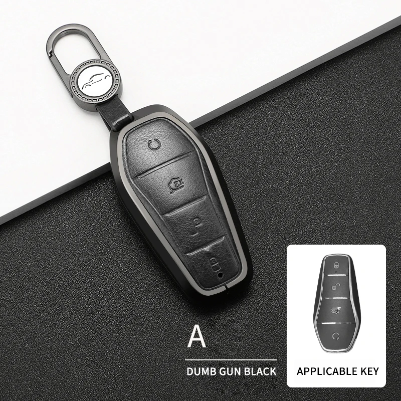 

Car Aluminum Alloy Leather Key Case Cover Holder For BYD Atto 3 Han EV Dolphin Durable Second Song Pro Tang Dm QIn PLUS MAX Yuan