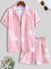 Men's Summer Streetwear Shirt Sets 3d Print Beach Coconut Tree Plaid Lapel Short Sleeve Casual Shirt Beach Shorts Hawaiian Suits 3