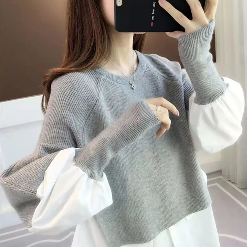

Knitwear, Sweaters, Spring and Autumn New Women's Design, Fashionable Top, Shirt Splice, Slim Bottom