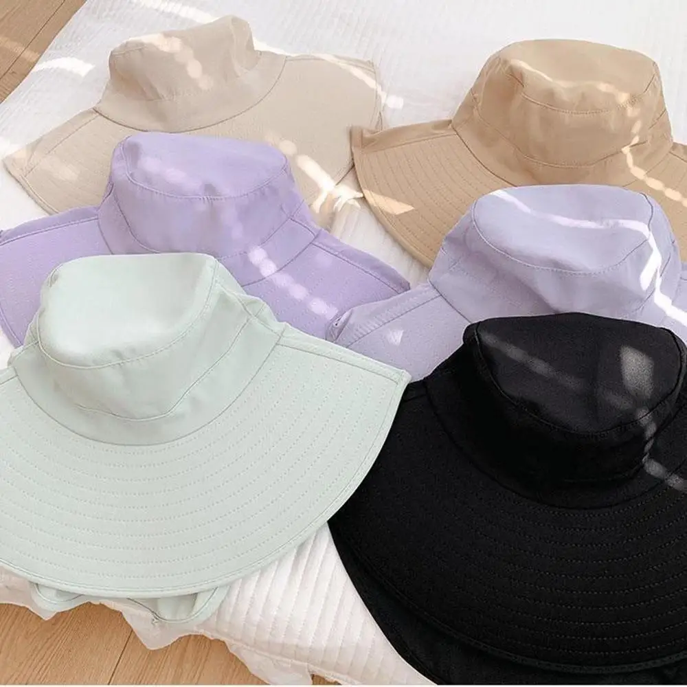 Summer Ponytail Hat With Large Brim Sun Visor Sunscreen Cap Travel Fisherman Hat Women Beach Sun Hat With Neck Flap Protection