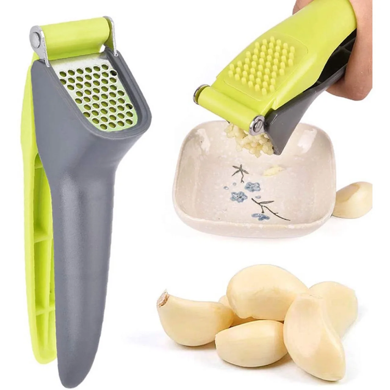 New Manual Stainless Steel Garlic Press Labor with Plastic Handle Saving Design Durable Garlic Puree Garlic Press Kitchen Gadget