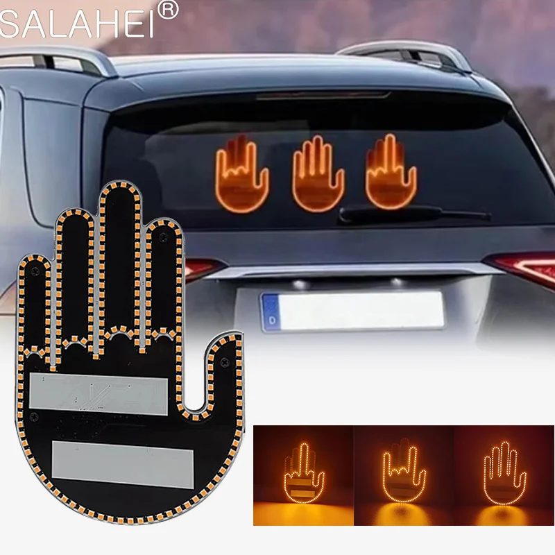 

Funny Car Finger Light With Remote LED Illuminated Gesture Light Road Rage Signs Middle Finger Gesture Light Hand Lamp Accessory