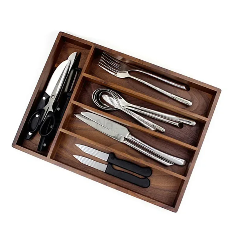 Organizer Da Tavolo DOITOOL In Legno Noce: Con Scomparti Per Posate, Cosmetici O Ufficio - Resistente E Impermeabile