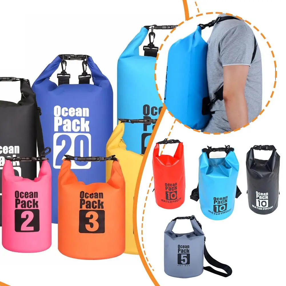 Waterproof Swimming Bag Dry Sack 2L/5L/10L Waterproof Floating Dry Gear Bags For Boating Fishing Rafting Swimming M1Y6