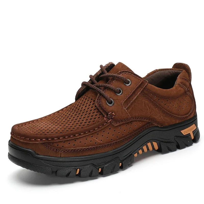 2023 New Men Shoes Genuine Leather Men Flats Loafers High Quality Breathable Outdoor Men Sneakers Male Casual Shoes Plus Size 48