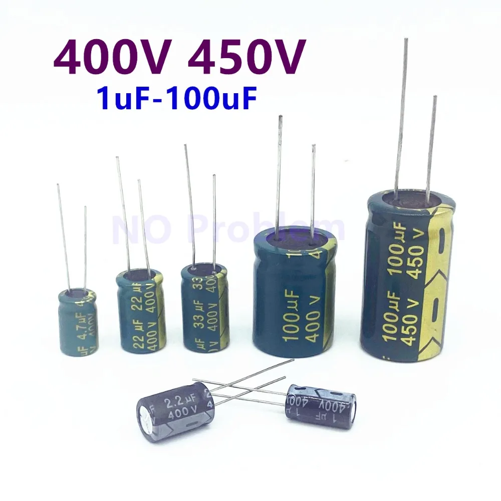 400V 450V High Frequency Low ESR Aluminum Capacitor 400V 10UF 22UF 33UF 47UF 68UF 100UF 450V 2.2UF 6.8UF 4.7UF 3.3UF 20% aluminum capacitor