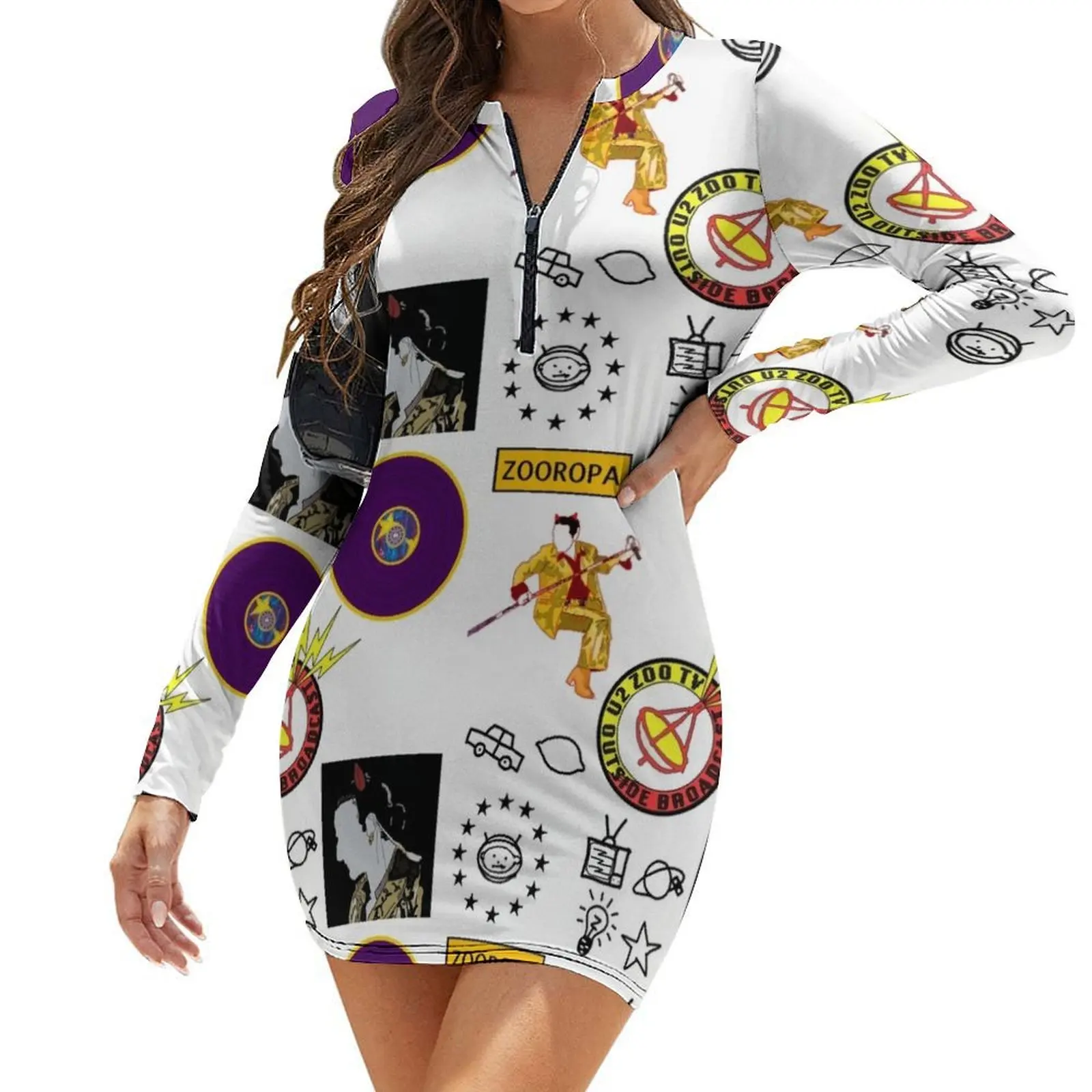 

Zooropa (Sticker Pack) Long-Sleeve Bodycon Dress long dress women Female clothing summer dresses women 2024