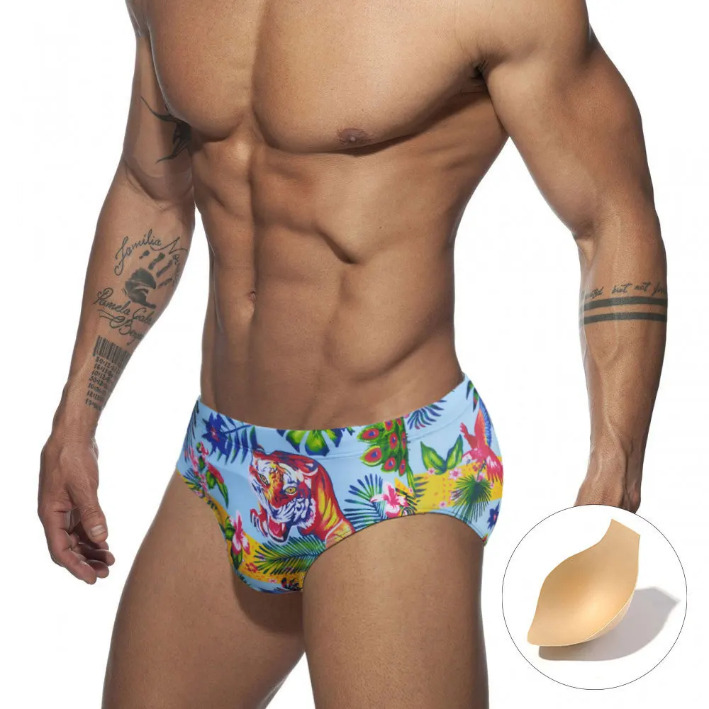 

Blue Jungle Men Swimwear Tiger Print Swimsuit Thong Beach Man Fashion Men's Swimming Trunks Summer Quick Dry Swimsuit Man Short