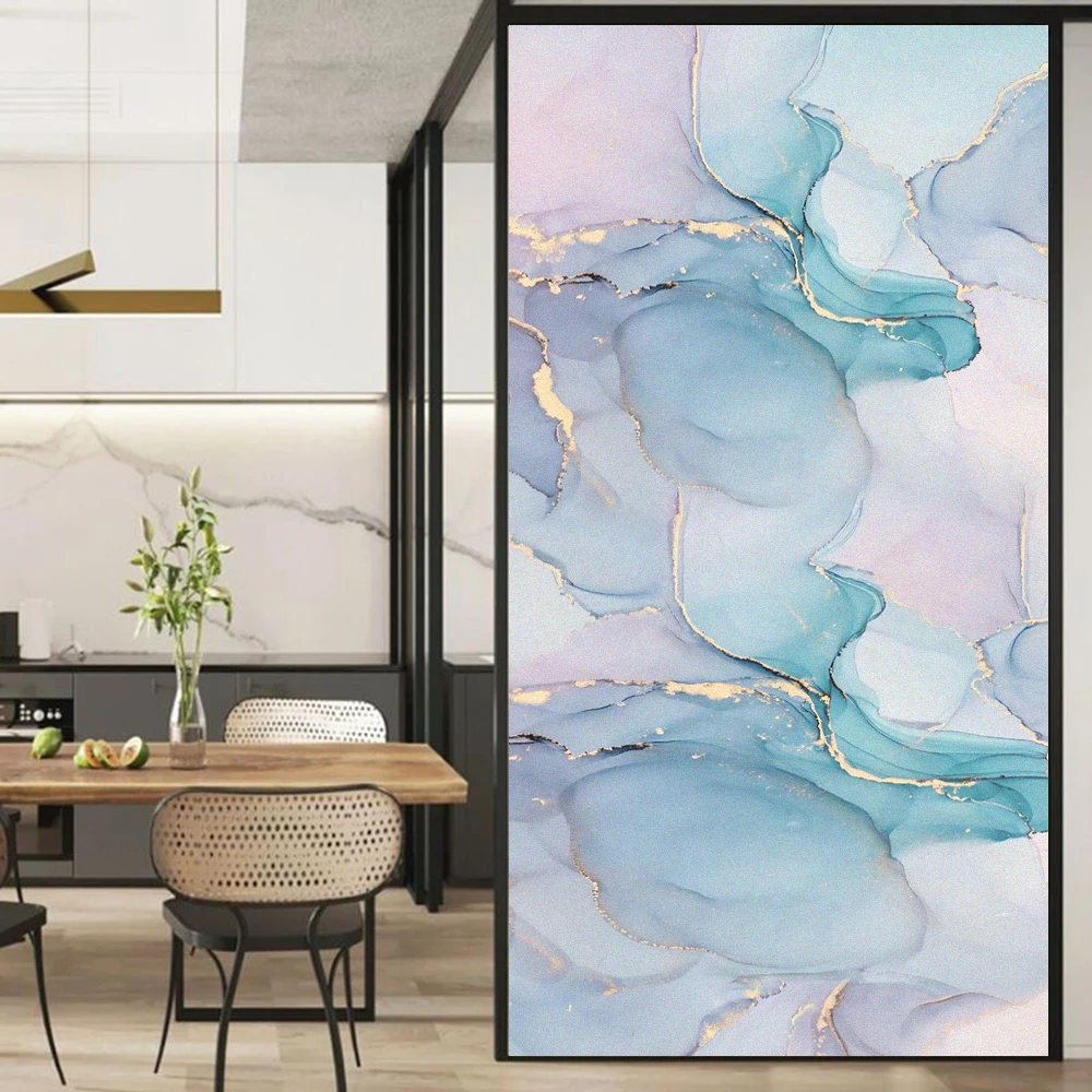 

Privacy Glass Window Film Colored Ink Pattern No Glue Static Electricity Door Flim Frosted Sun Blocking Glass Windows Sticker