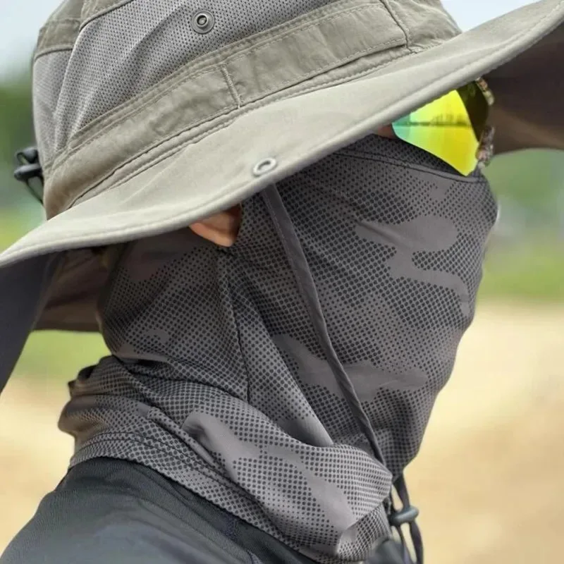 Summer Sunscreen Ice Silk Mask Neck UV Protection Face Cover Sunscreen Face With Outdoor Cycling Sun Protection Hats Caps
