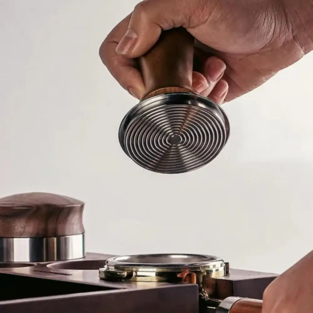 Portable 51/53/58MM Coffee Tamper Stainless Steel Base Wooden Handle Pressure Hammer Durable DIY Coffee Tool Espresso Making