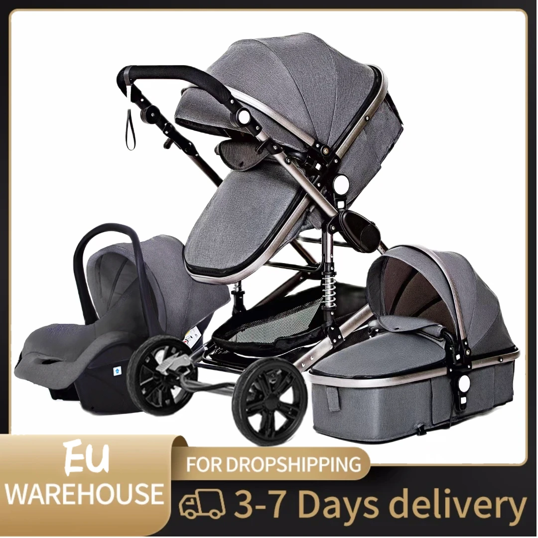 Luxury Baby Stroller 3 in 1 Travel Baby Carriage Portable Folding Prams  Aluminum Frame High Landscape Car for Newborn Babyboomer