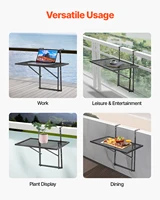 SucceBuy Table suspendue pour balcon, pliable en métal, pour balustrade, table de bar extérieure pour balustrades, table de service 6