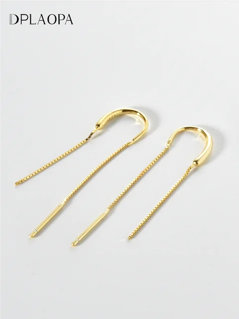 925 Sterling Silver Long Chain Drop Earrings – Delicate, Fine Jewelry Birthday Gift for Women 1