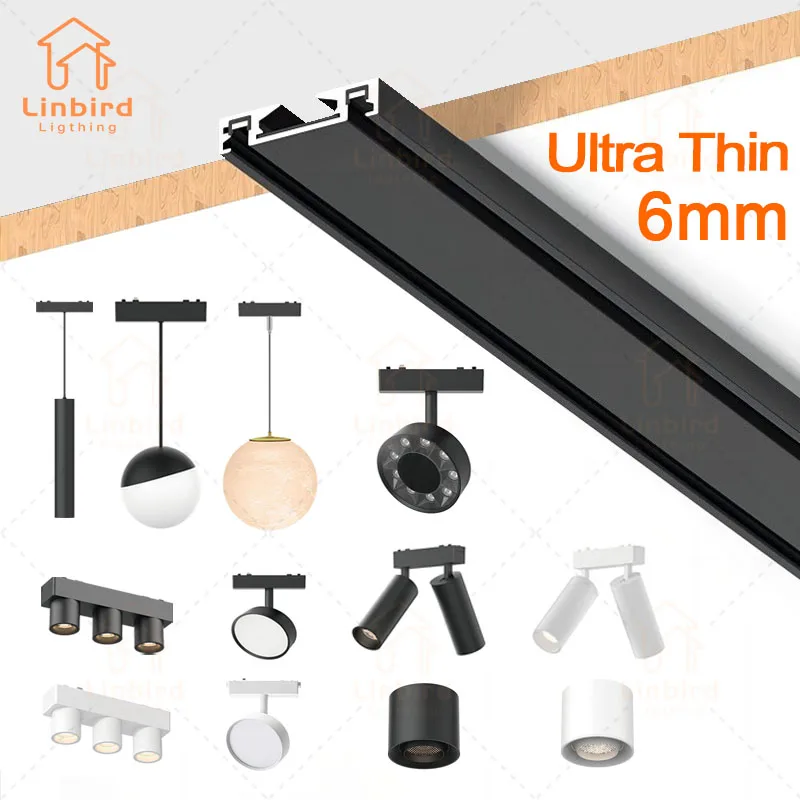 ST1 Series White Black Surface Ultra Thin Slim Track Lamp Cell