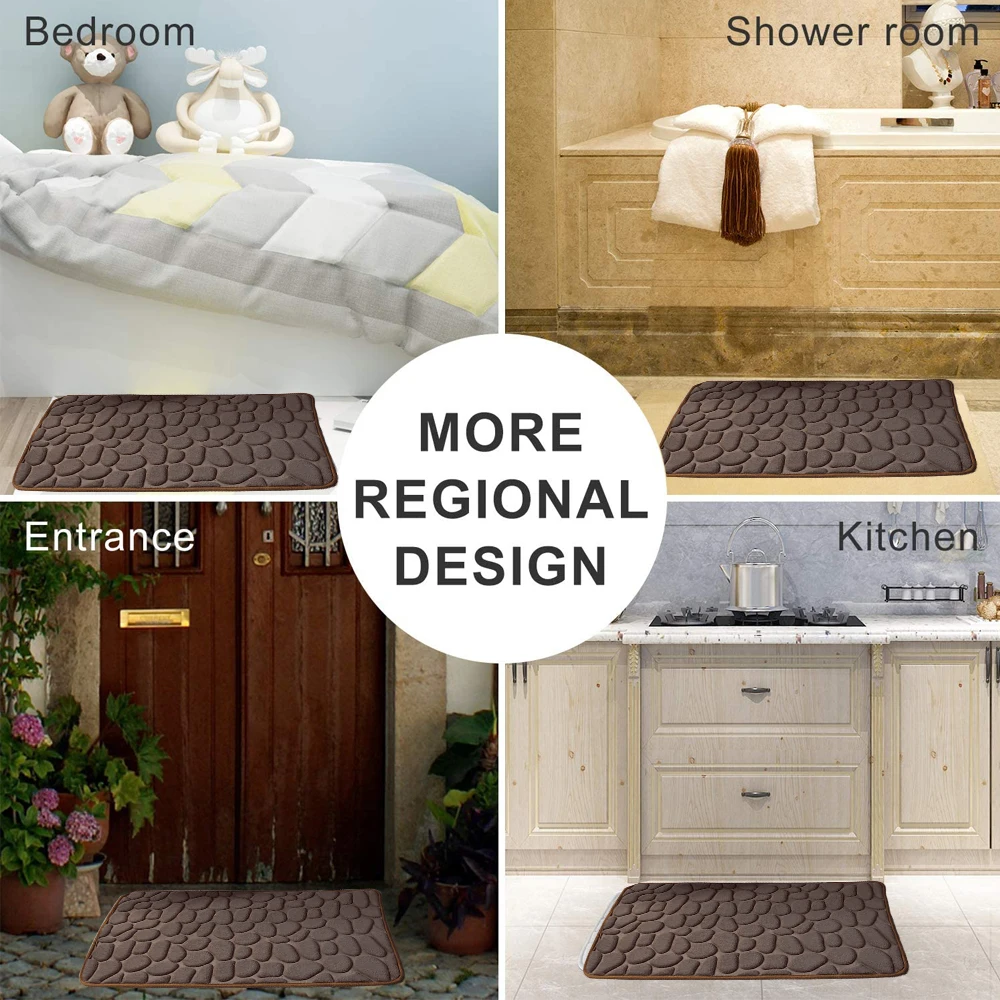 Cobblestone non-slip bathroom bath mat non-slip carpets in wash basin bathtub side floor rug shower room doormat bathroom decor