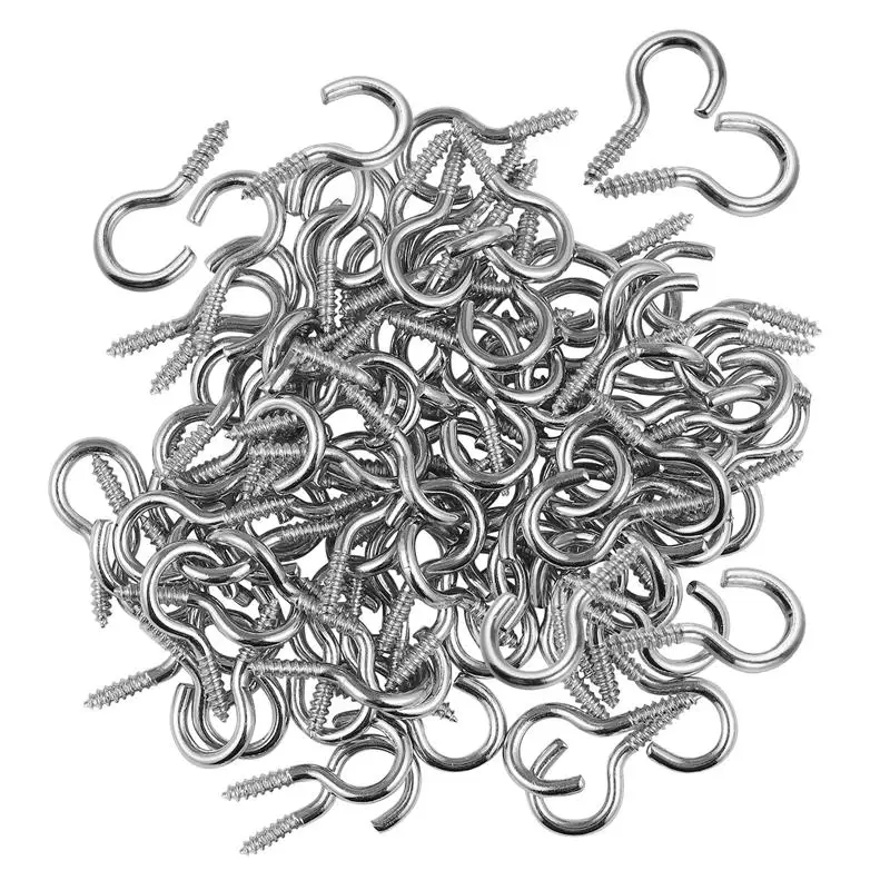 100pcs Iron Screw Hooks Heavy Duty Ceiling Hooks Multipurpose Screw Hook For Hanging Storage Iron wall hooks hanging hooks