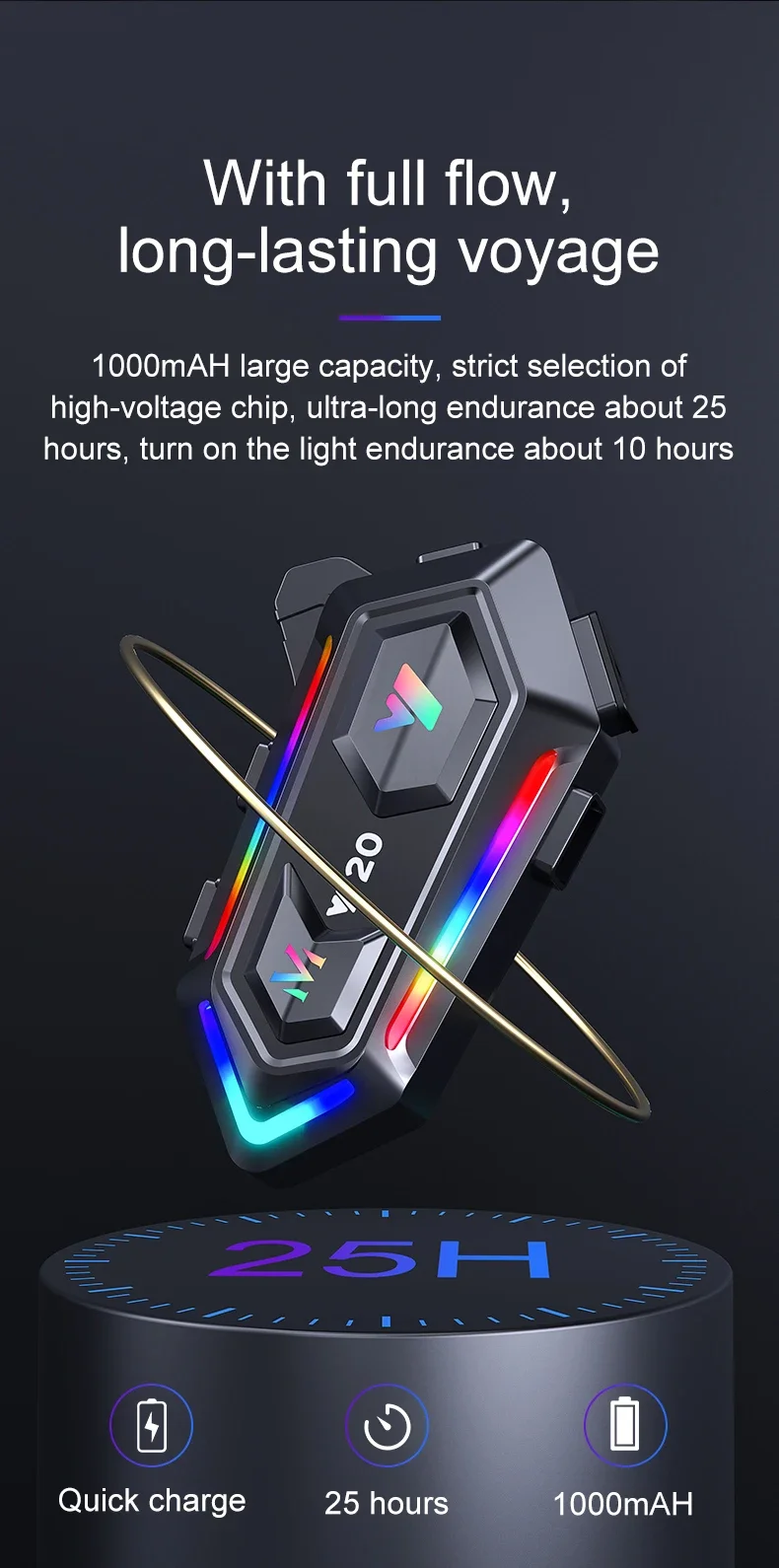 Bluetooth Headset Für Motorradhelm Kabellos Wasserdicht Rgb_voghion.com